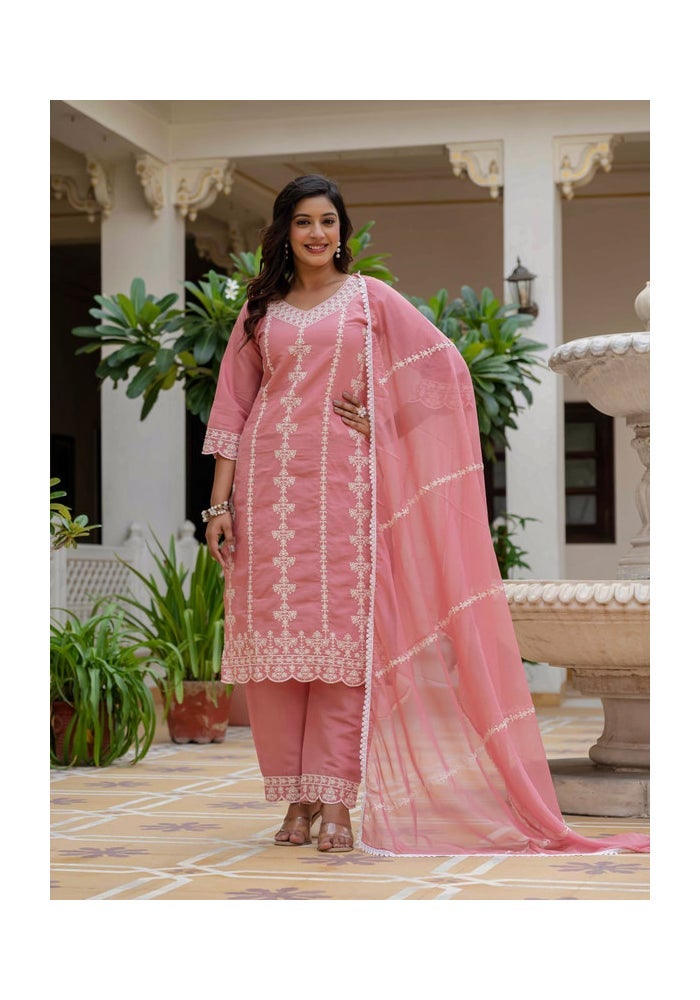 Malishka Export طقم كورتا بنطلون مزخرف بلون الخوخ للنساء - Image 1